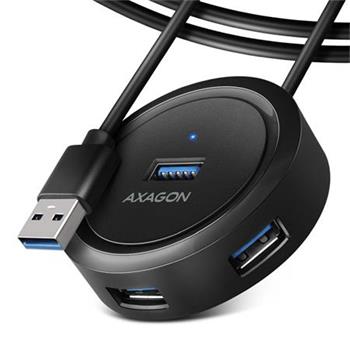 AXAGON HUE-P1AL, 4x USB 3.2 Gen 1 ROUND hub, micro USB napjec konektor, kabel USB-A 1.2m
