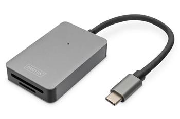 DIGITUS teka karet USB-C, 2 porty UHS-II SD4.0, TF4.0, 300 Mb/s