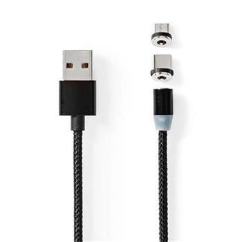 Nedis CCGB60630BK20 - USB 2.0 kabel | USB Micro-B Zstrka / USB-C Zstrka | 10 W | 2.00 m | Kulat | ern 