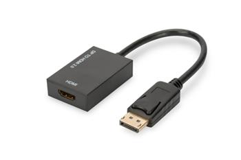 Adaptrov kabel DisplayPort, DP - HDMI typ A M/F, 0,2 m, se zmkem, HDMI 2.0, akt., zlat, ern