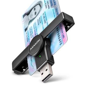 AXAGON CRE-SMPA Skldac kapesn USB-A teka kontaktnch Smart karet. Vhodn pro aplikaci eObanka.