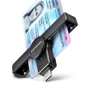 AXAGON CRE-SMPC Skldac kapesn USB-C teka kontaktnch Smart karet. Vhodn pro aplikaci eObanka