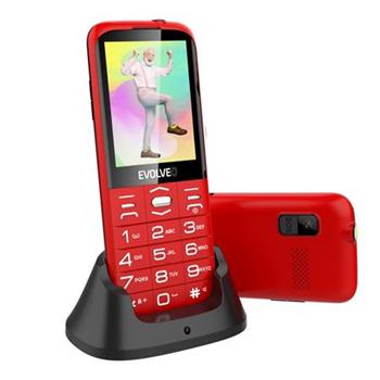 EVOLVEO EasyPhone XO, mobiln telefon pro seniory s nabjecm stojnkem (erven barva)