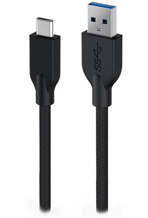 Genius ACC-A2CC-3A, Kabel, USB A / USB-C, USB 3.0, 3A, QC 3.0, opleten, 1m, ern
