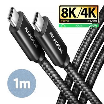 AXAGON BUCM4X-CM10AB NewGEN+ kabel USB-C USB-C, 1m, USB4 Gen 32, PD 240W 5A, 8K HD, ALU, oplet, ern