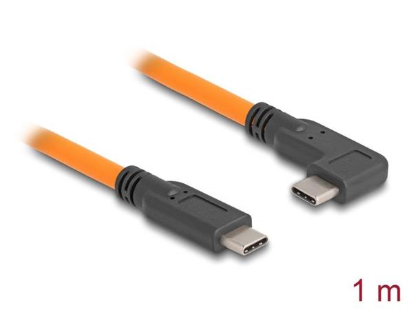 Delock USB 5 Gbps kabel, ze zstrky USB Type-C na zstrku USB Type-C, pravohl, 90, k focen s tetheringem, 1 m, oranov
