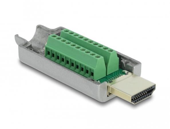 Delock Adaptr ze zstrkovho konektoru HDMI-A na svorkovnici, s kovovm krytem