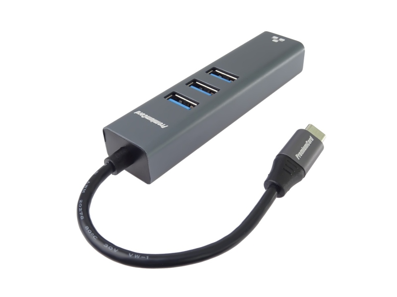 PremiumCord Adapter USB-C na Gigabit 10/100/1000Mbps + 3x USB3.0 konektor / ku31ether04