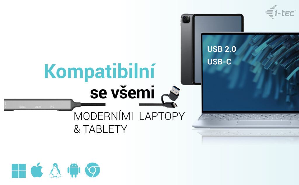 i-tec USB-A/USB-C Metal HUB/ 1x USB-C 3.1/ 3x USB 2.0/ CAHUBMETALMINI4