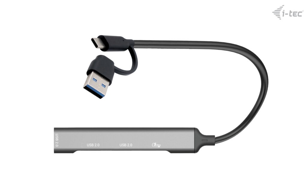i-tec USB-A/USB-C Metal HUB/ 1x USB-C 3.1/ 3x USB 2.0/ CAHUBMETALMINI4