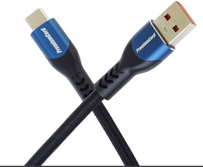 PremiumCord Super fast charging 5A kabel USB-C - USB 2.0 A bavlněný oplet 2m / ku31cy2