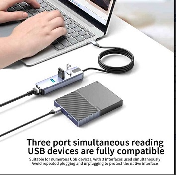 PremiumCord Adapter USB-C na Gigabit 10/100/1000Mbps + 3x USB3.2 konektor / ku31ether05