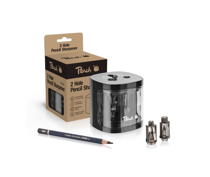 PEACH PO102 - elektrické strúhadlo, 4xAA, dětský zámek, čierne