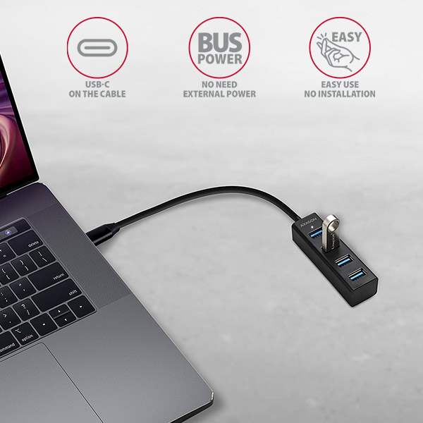 AXAGON MINI hub USB-C / HUE-M1C / USB 3.2 Gen1 / 4x USB-A / 0,2m