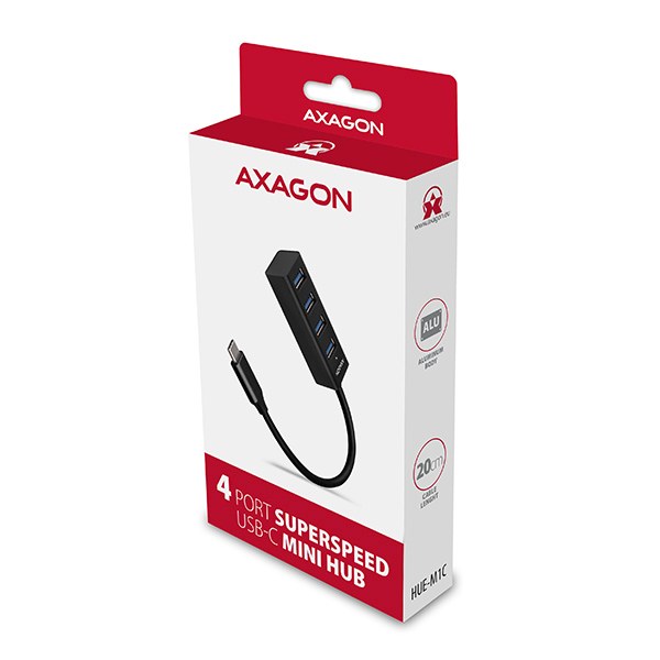 AXAGON MINI hub USB-C / HUE-M1C / USB 3.2 Gen1 / 4x USB-A / 0,2m