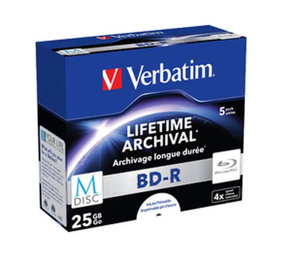 VERBATIM M-DISC BD-R SL 25GB, 4x, printable, jewel case 5 ks / 43823