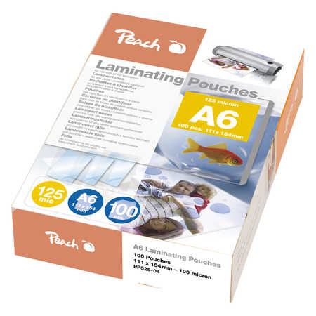 PEACH laminovacie fólie A6 Laminating Pouch (111x154mm), 125mic, 100ks, PP525-04
