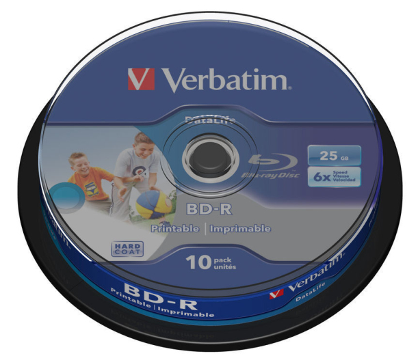 VERBATIM BD-R SL DataLife 25GB, 6x, printable, spindle 10 ks / 43804