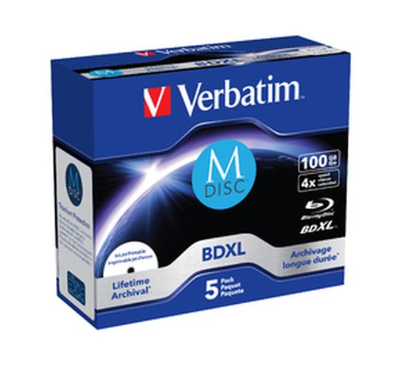 Verbatim Blu-ray M-DISC BD-R 100GB 4x Printable jewel box, 5ks/pack / 43834