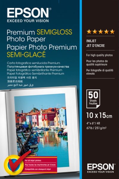 EPSON Premium Semigloss Photo 100x150 mm / 50ks / C13S041765