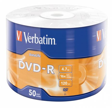 VERBATIM DVD-R DataLife 4,7GB/ 16x/ 50pack/ wrap / 43791