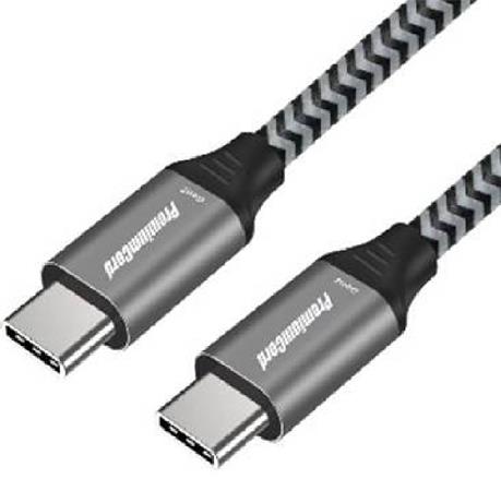PremiumCord USB-C kabel ( USB 3.2 GEN 2x2, 5A, 100W, 20Gbit/s ) 2m, bavlněný oplet / ku31cr2