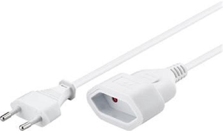 PremiumCord Kábel sieťový predlžovací dvojvidlica 230V 2m biely / kpsm2w