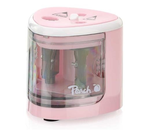 PEACH PO102 - elektrické strúhadlo, 4xAA, dětský zámek, růžové