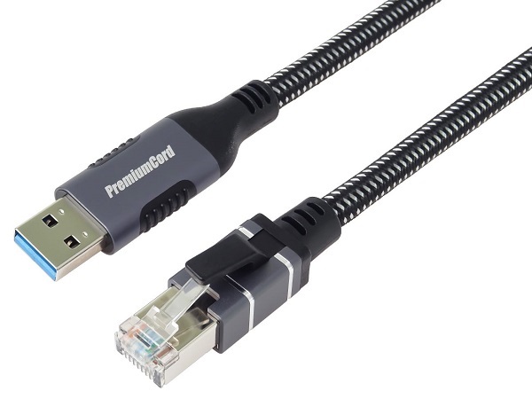 PremiumCord Ethernetový kabel USB3.2 -> LAN RJ45 10/100/1000 MBIT 1m / kunet1