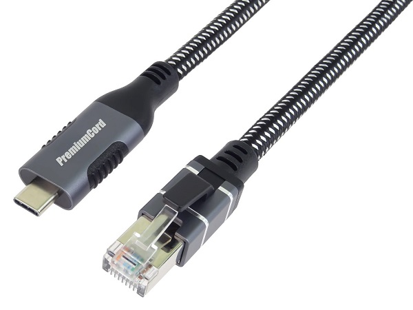 PremiumCord Ethernetový kabel USB-C -> LAN RJ45 10/100/1000 MBIT 1m / ku31net1