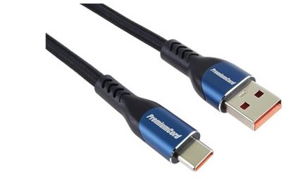 PremiumCord Super fast charging 5A kabel USB-C - USB 2.0 A bavlněný oplet 0,5m / ku31cy05