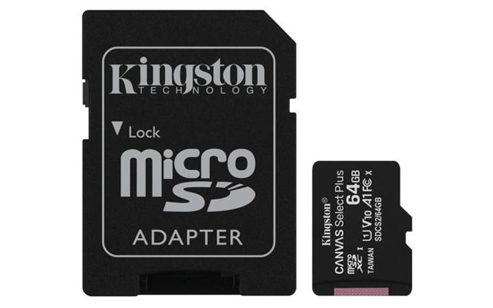 Kingston Canvas Select Plus/Micro SDXC/64GB/UHS-I U1 / Class 10/+ Adaptér / SDCS3/64GB