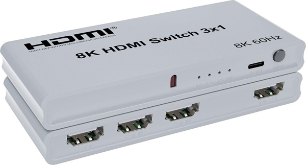PremiumCord 8K@60Hz, 4K@144Hz HDMI switch 3:1 s dálkovým ovladačem / khswit31g