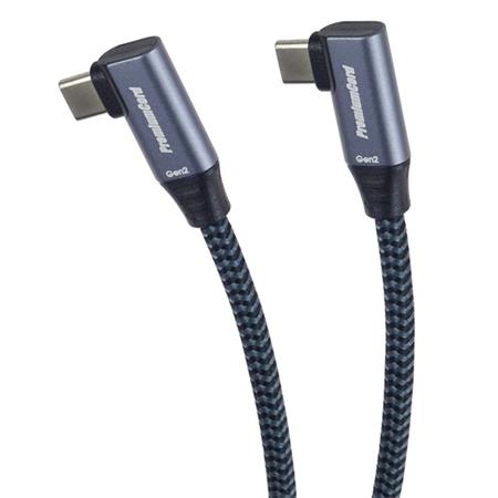 PremiumCord USB-C 2x zahnutý kabel ( USB 3.2 GEN 2x2, 5A, 100W, 20Gbit/s ) bavlněný oplet, 2m / ku31cj2