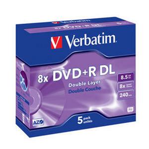 VERBATIM DVD+R DL AZO 8,5GB, 8x, jewel case 5 ks / 43541