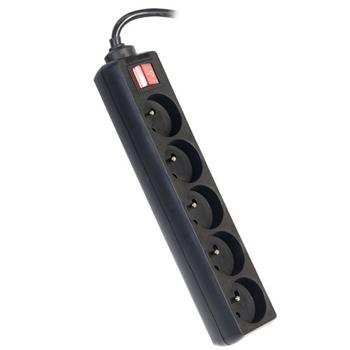 PremiumCord 230V 3m 5 zásuvek + vypínač, černý / ppa5k-03bk