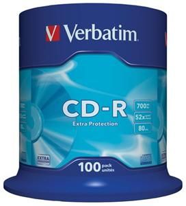 VERBATIM CD-R 700MB, 52x, spindle 100 ks / 43411